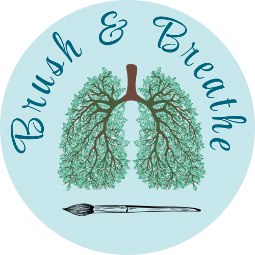 Logo featuring a lung design made of branches with the text "Brush & Breathe."