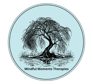 Therapy fees A stylised willow tree reflecting in water, with "Mindful Moments Therapies" below.