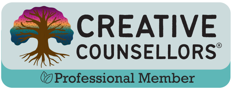 Creative Counsellors membership Creative Counsellors professional membership badge featuring a tree logo and vibrant colours.