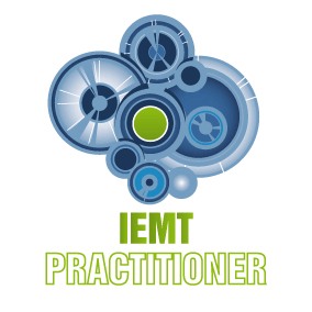 Logo featuring abstract circular shapes, with "IEMT Practitioner" below in green.