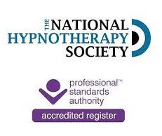 Clinical Hypnotherapy Logo of the National Hypnotherapy Society and Professional Standards Authority badge.